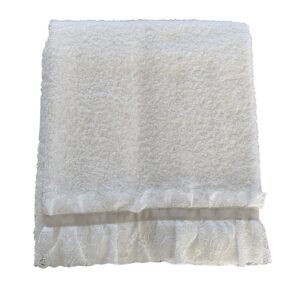 Telo bagno panna con pizzo e gros grain 90x150cm