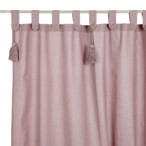 Tenda Infinity 100% cotone con passanti e embrasse rosa polvere 150x300cm