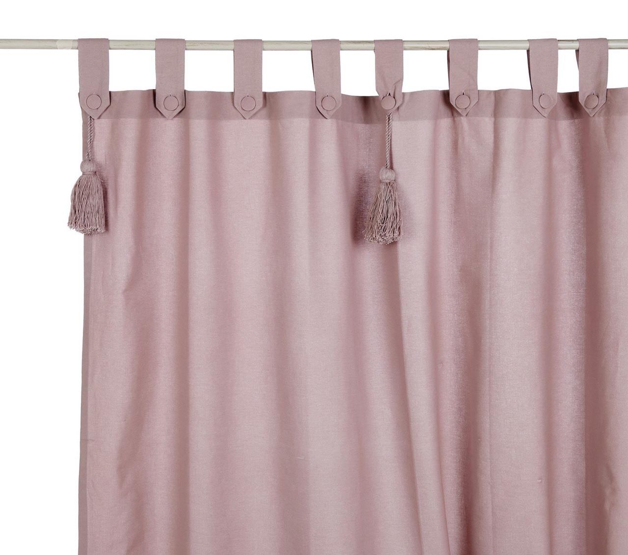 Tenda Infinity 100% cotone con passanti e embrasse rosa polvere 150x300cm