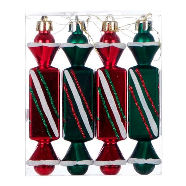 Set 4 decorazioni natalizie assortite h12 (Caramelle)