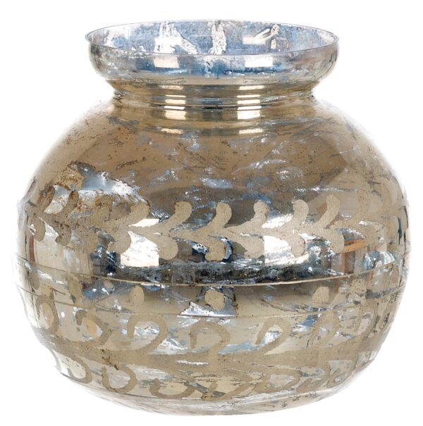 Vaso decorativo in vetro color argento anticato l20xp20xh20cm
