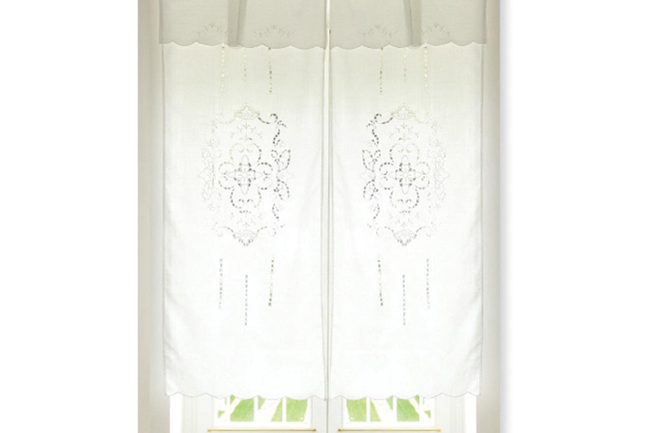 Tenda finestra Joele con mantovana applicata linea "in Sangallo" 60x160cm