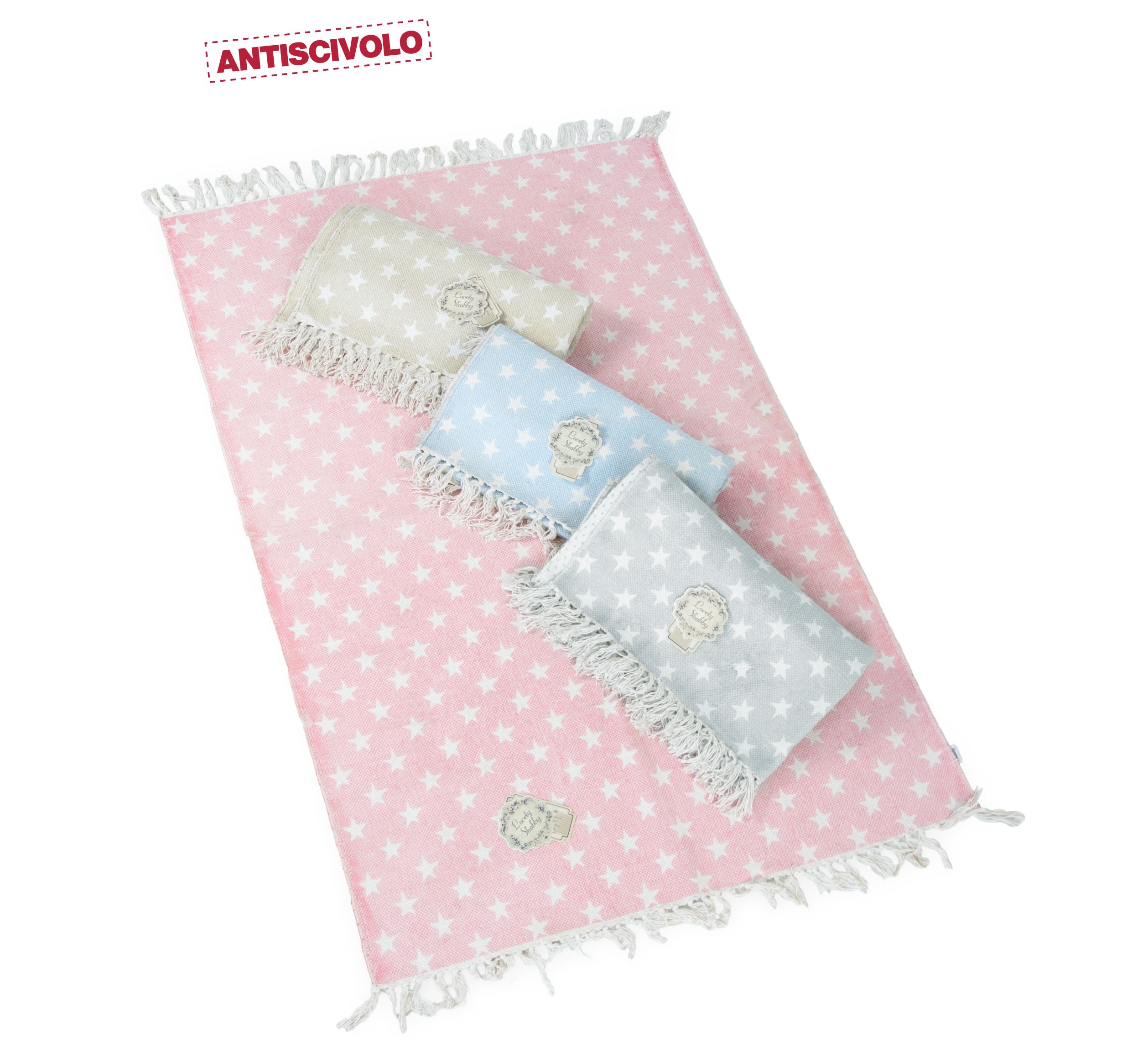 Tappeto antiscivolo con stelle 100x150cm 100% cotone