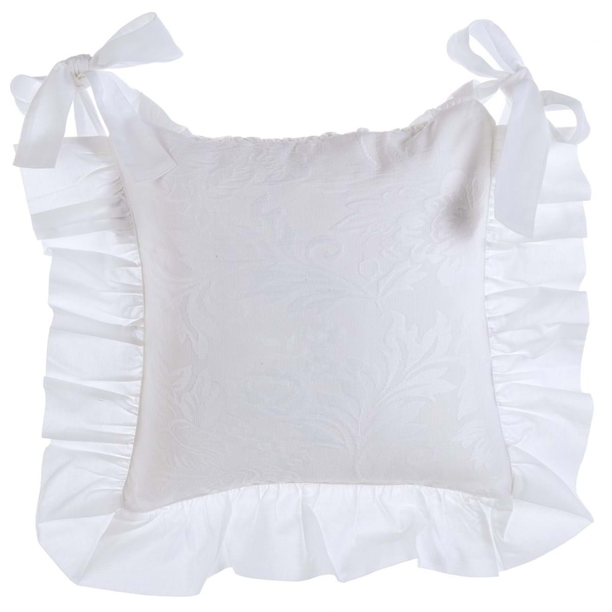 Set due copri cuscini sedia bianco damascato con gala 40x40cm