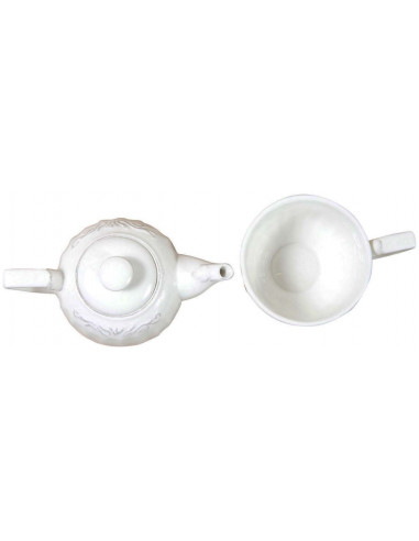 Completo tazza e teiera in porcellana bianca - immagine 2