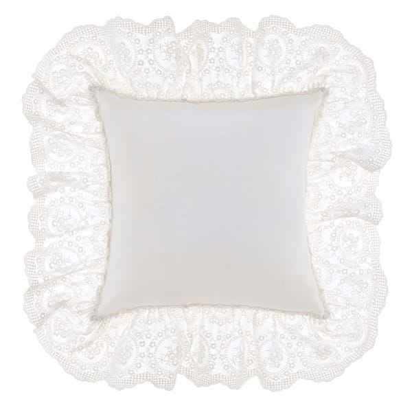 Cuscino Blanc Mariclò bianco cotone e pizzo sangallo 45x45+15cm